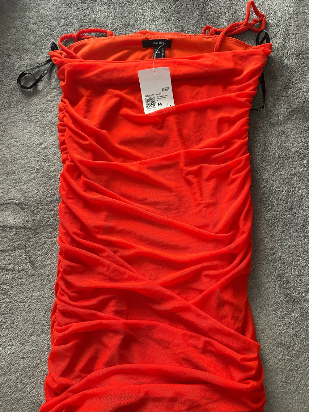Forever 21 Bright Orange Ruched Mini Dress